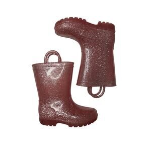Zoogs Pink Silver Glitter Rain Boots - Girls Size 10 - Sparkly